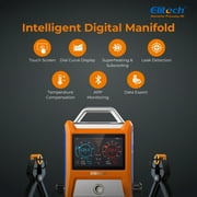 Elitech Intelligent HVAC Digital Manifold Gauge Three Port with Vaccum Sensor Thermometer Clamps Hoses