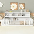 thumbnail image 6 of Kumix Floor Bed Twin Size with Bedside Bookcase, Shelves, Fence Guardrails, Wood Floor Bed Frame for Boys/Girls, No Weight Capacity Limit, No Box Spring Needed, Easy Assembly, White, 6 of 7
