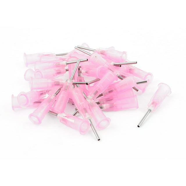 35Pcs Agujas de Dispensación de Pegamento Líquido de 0.6mm de Diámetro Interno Color Rosa