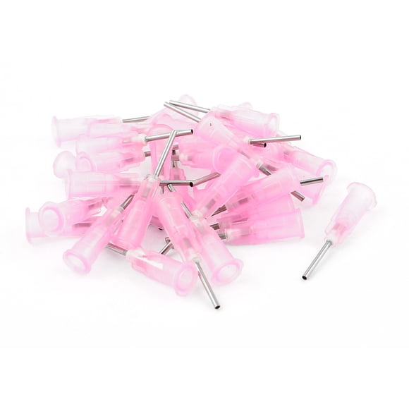 35Pcs Agujas de Dispensación de Pegamento Líquido de 0.6mm de Diámetro Interno Color Rosa