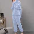 thumbnail image 5 of cfhntfmh Two Piece Sets for Women Sweatsuit Wide Leg Jogger Sets with Pockets Long Sleeve Lapel V Neck Sweatshirt Fall Tracksuit（Blue,Large), 5 of 7