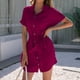 thumbnail image 5 of Vestido De Verano, Vestido De Camisa Con Botones Para Mujer, Color Puro, Manga Corta, Cómodo Para El Hogar LYUMO Otros, 5 of 6
