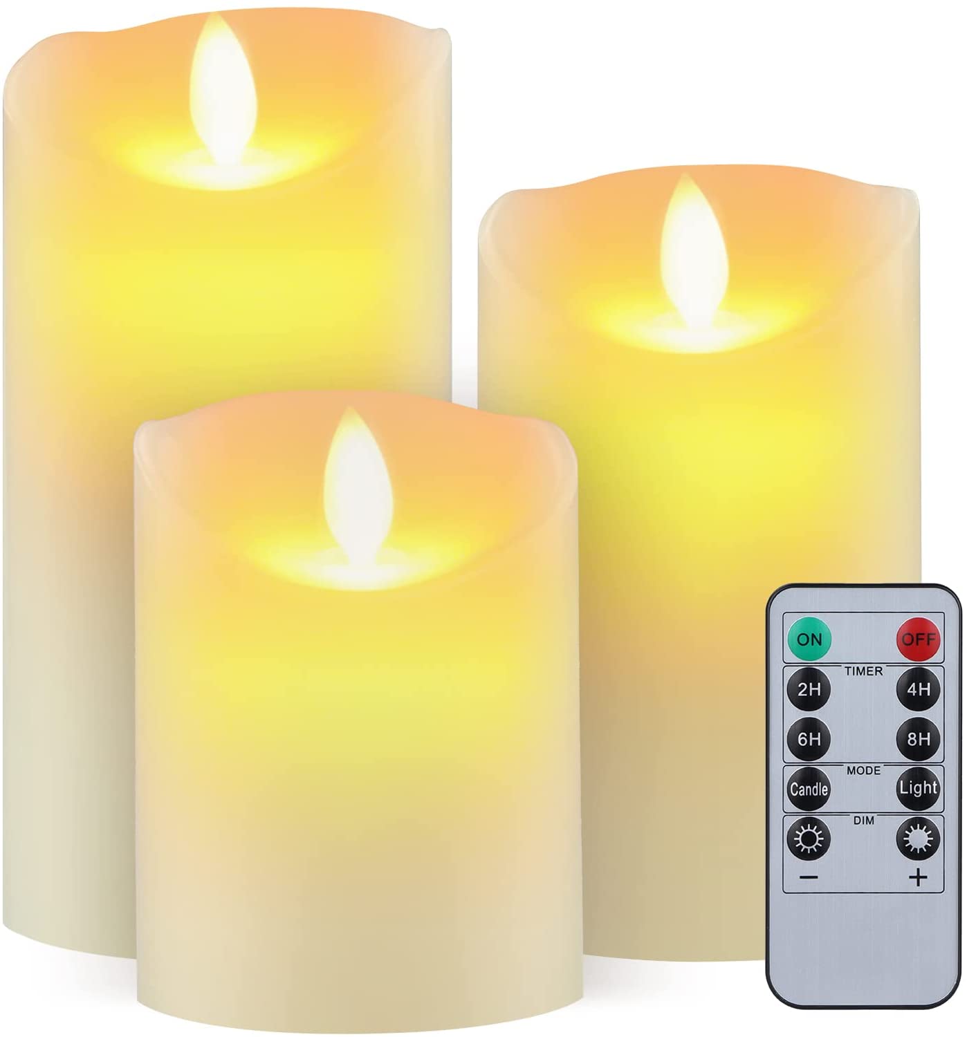 9 3-Moving Wicks Flameless Flickering Heavy Huge Big Candles,Real Wax