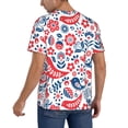 thumbnail image 2 of Zufioo Birds Flowers Print Men's Baseball Short Sleeve, Moisture Wicking Button-Down Hip Hop Tee-Large, 2 of 7