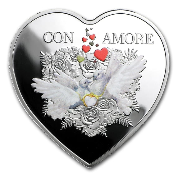 2016 Tokelau Proof 20 gram Silver Con Amore Heart Shaped Coin