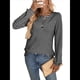 thumbnail image 3 of Camiseta Informal de Punto de Larga con Cuello Redondo y Botones A Rayas para Mujer Negro M, 3 of 9