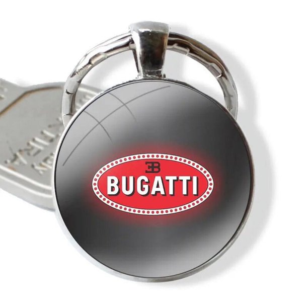 Bugatti Veyron-llavero de cabujón de cristal con logotipo de coches, colgante de coche, llaveros hechos a mano, diseño creativo de dibujos animados de moda