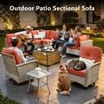 thumbnail image 3 of Vcatnet Outdoor Furniture 10 Pieces Patio Conversation Set All-Weather Rattan Wicker Outdoor Sectionals with Swivel Rocking Chair and Solar-Powered Coffee Table Coarse Orange Red, 3 of 11