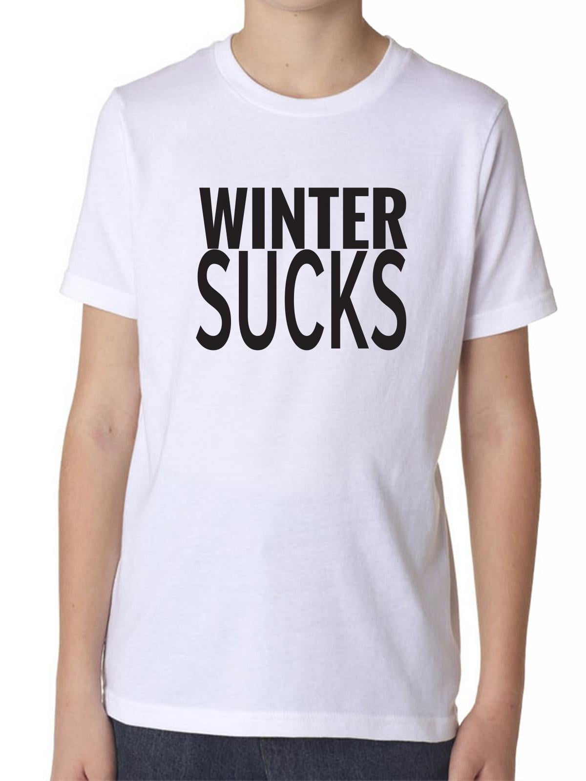 Funny Winter Sucks Boy's Cotton Youth T-Shirt by Hollywood Thread