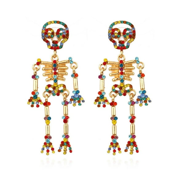 LongcreekX Skull Statement Earrings for Women, Gothic Skull Skeleton Earrings, Hip Hop Halloween Skull Dangle Earrings Hypoallergenic, Punk Skeleton Bone Earrings Studs, Cute Skull Drop Earrings