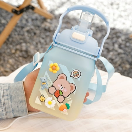 

Water Bottle for Kids Large Capacity Water Bottle with Straw and Shoulder Strap Suitable for Daily Using