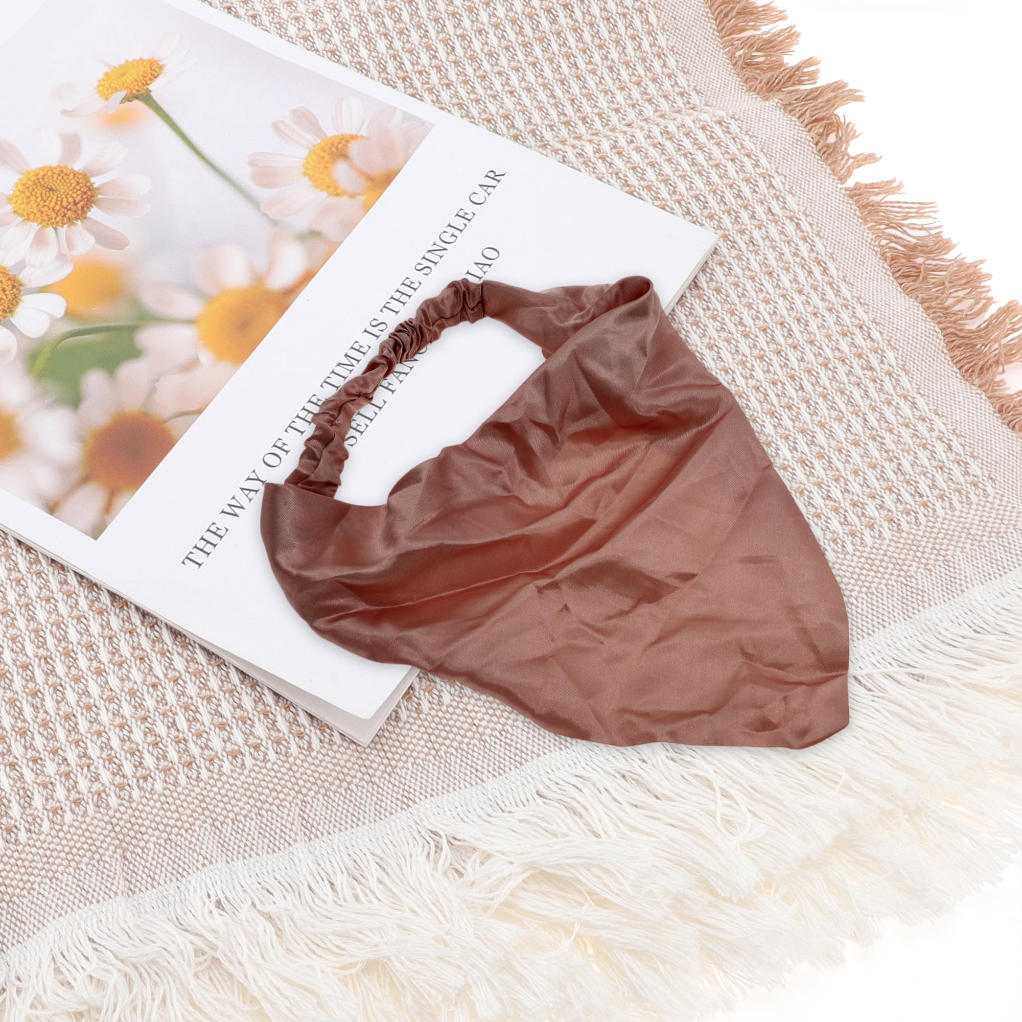 Unique Bargains 1pc Fashion Satin Headwrap for Everyday Use Reddish Brown