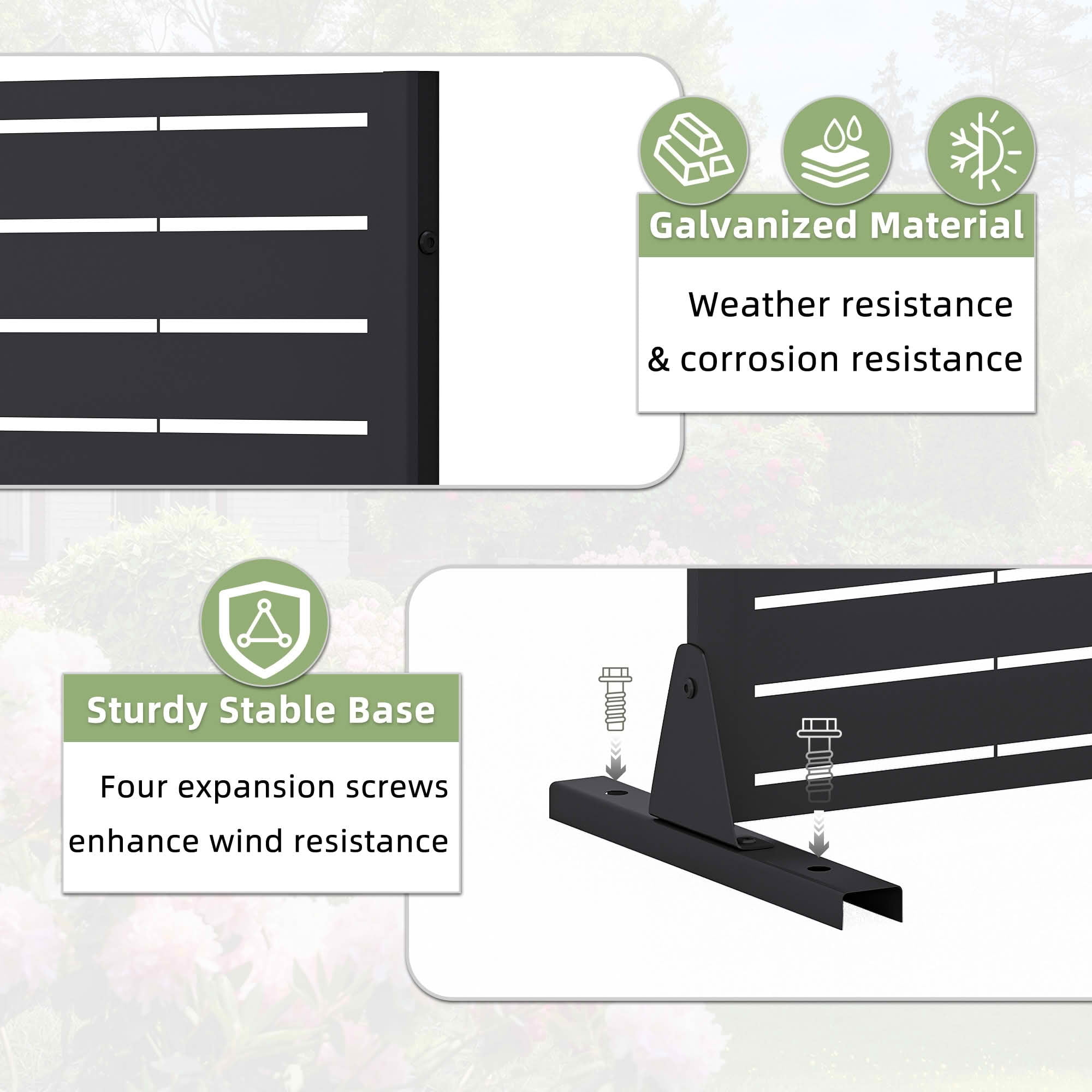 MAYEERTY 72x35x16 Inch Black Louvered Galvanized Steel Privacy Screen, 6 Piece Set for Outdoor Street