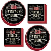 Mens 50th Birthday Party Supplies Kit Vintage Dude Includes: Plates & Napkins (Serves 16) by Card & Party Giant