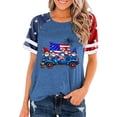 thumbnail image 2 of NuoCaiYun Independence Blouses for Women Casual Crew Neck Short Sleeve Pleated Tops Fashion Clothes, 2 of 5
