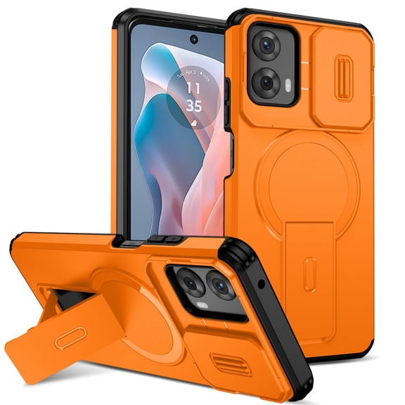SELOZKE Compatible with Motorola Moto G 5G 2024 Orange Phone Holder, Magnetic Protective Phone Case