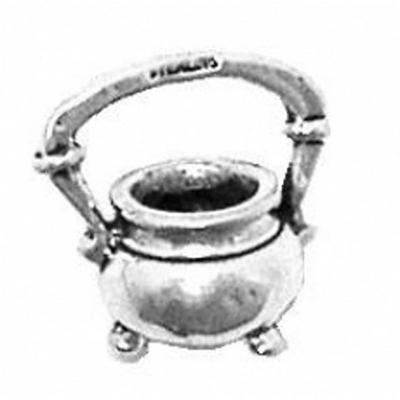 Sterling Silver 18" .8mm Box Chain 3D Iron Kettle Pendant Necklace