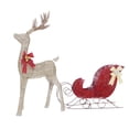 thumbnail image 2 of 1 Set Reindeer and Sleigh Christmas Decoration with 160 Warm White LED Lights,Xmas Deer Yard Lights Decor for Yard Garden Lawn, Golden Reindeer and Red Sleigh, 2 of 6