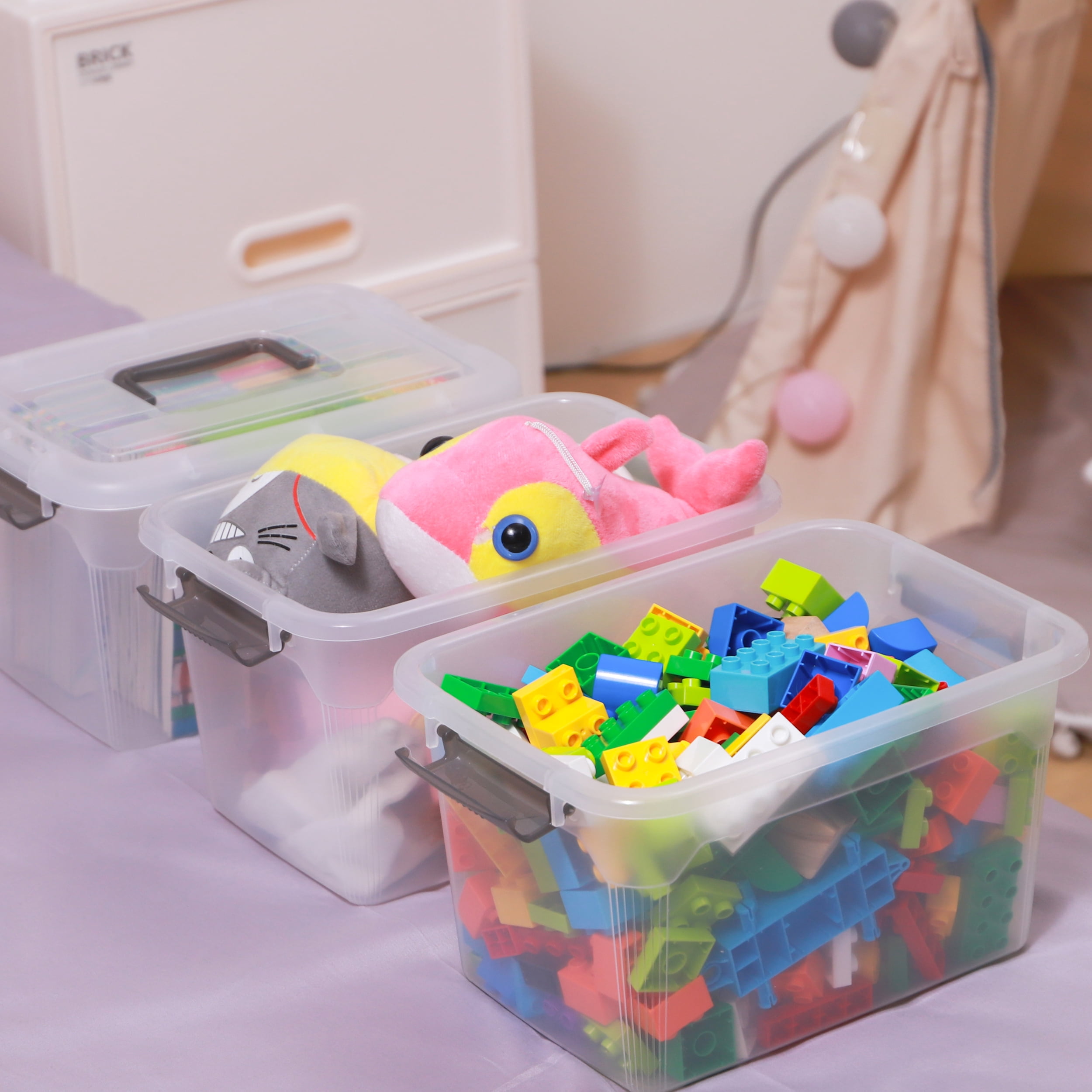8.5 QT Plastic Storage Box With Removable 10 Compartments Tray 