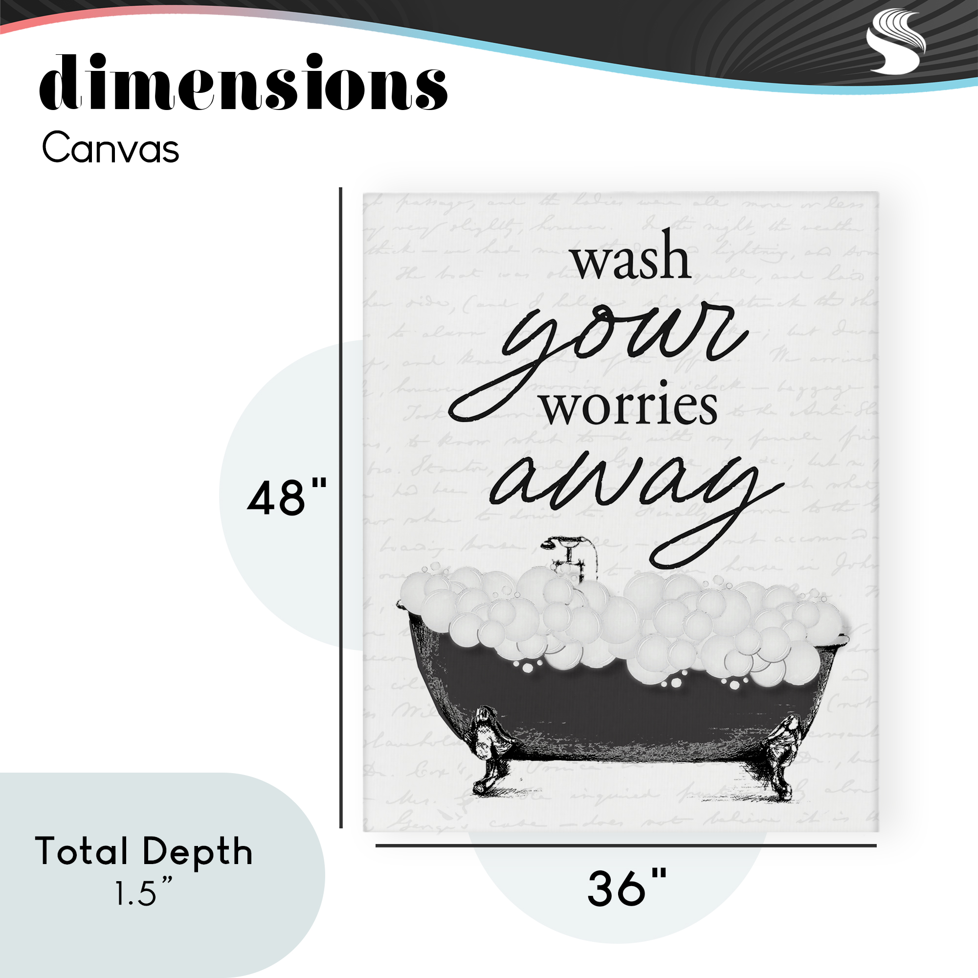 Bubble Bath Wash Worries Canvas Wall Art, design by Lettered and Lined