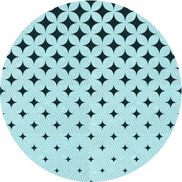 Ahgly Company Tapis Rond Lavable en Machine Intérieur Transitionnel Vert Écume de Mer, 7 Pieds Rond