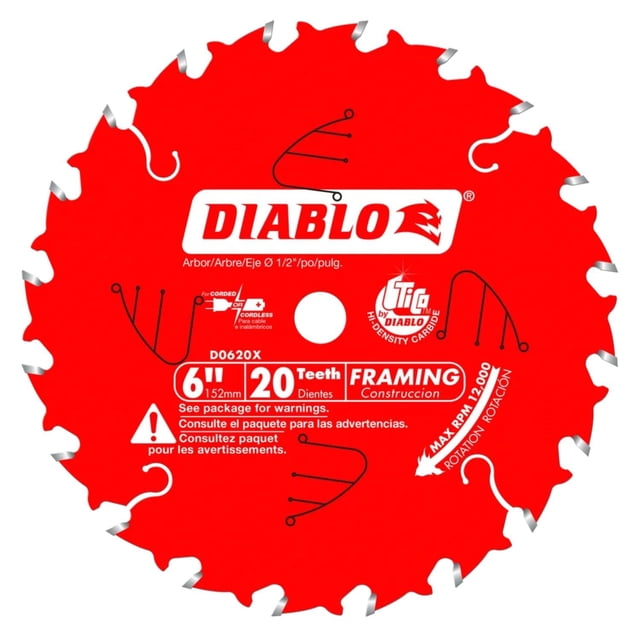 Hoja de sierra Diablo D0620X, 15 cm, 20 dientes, 12 000 RPM