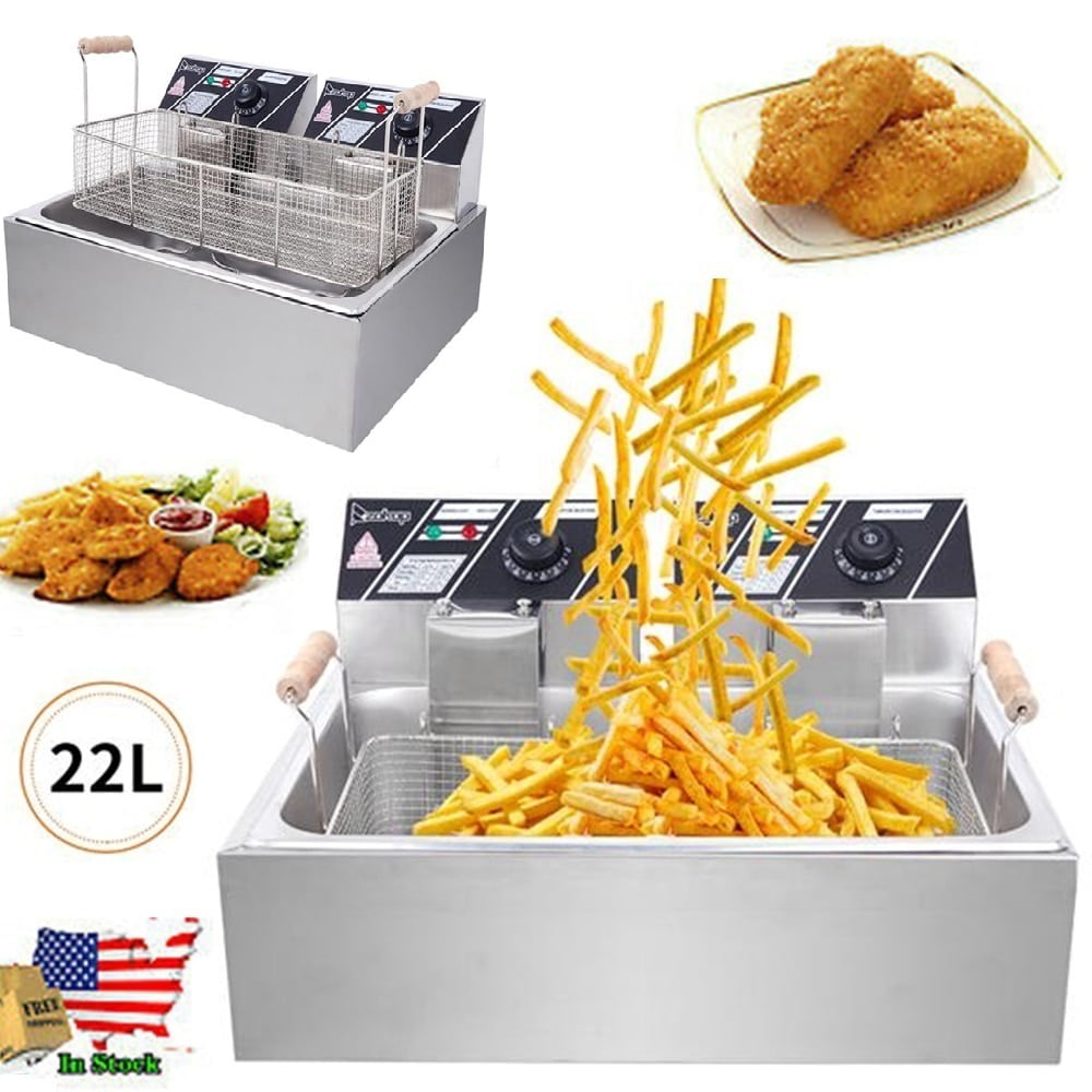 Commercial Electric Countertop Deep Fryer French Fry Bar Restaurant Tank Basket 