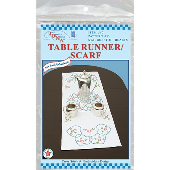 Jack Dempsey Table Runner/Scarf Starburst Hearts