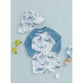thumbnail image 3 of aturustex Little Boy Non-Pilling Rash Guard Swimsuits+Sunhat 6M 12M 18M 2T 3T 4T 5T Toddler Baby 2 Pcs Shark Print Swimwears Set Infant Half Zipper Swng Suits Beachwear for Holiday Swim Pool, 3 of 7