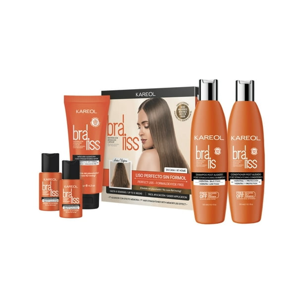 Kit Alisado sin Plancha Kareol Braliss: Kit Alisado, Shampoo y Acondicionador 3 piezas