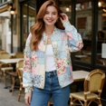 thumbnail image 2 of DISNIMO Flower Printed Jackets for Women Long Sleeve Sweatshirts Zip Up Outwear Casual Jackets Fall Winter Clothes, 4XL, 2 of 7