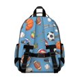 thumbnail image 3 of Football and Golfball Blue Pattern Cute School Backpack Bag for School with Padded Back and Adjustable Shoulder Straps 15.25"x11.5"x5.25", 3 of 5