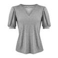 thumbnail image 3 of Seductiva Women's Classic-Fit Short Sleeve Women's Casual V Neck Puff Short Sleeve Tops Loose Tunic Blouse Casual Dressy Fashion Trendy Clothes 2025 Beach Vacation Clothes, 3 of 3