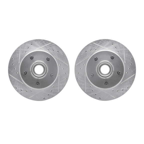 Dynamic Friction Company Front Brake Rotors-Drilled and Slotted-Silver 7002-47001