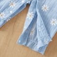 thumbnail image 6 of CAICJ98 Newborn Baby Girl Clothes Ruffle Sleeve Jumpsuit Corduroy Floral Romper+Headband Cute Fall Winter One Piece Outfit (Sky Blue,9-12 Months), 6 of 6