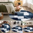 thumbnail image 6 of 7ft Round Rug, Navy Blue White Non-Skid Rubber Backing Large Area Rugs - Living Room Bedroom Home Office, Modern Abstract Art Oil Painting Geometric Indoor Floor Mat Carpets Washable Rug, 6 of 9