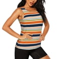 thumbnail image 2 of Xecao Colorful Pastel Stripes print women's scoop neck, loose-fit workout tank tops for the gym., 2 of 9