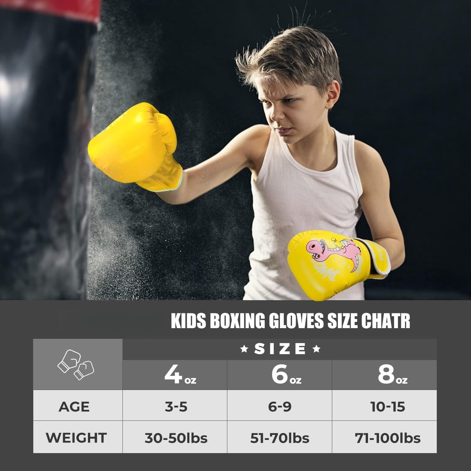 Boxing Gloves for Boys and Girls, Youth Boxing  Gloves for  3-15, 4&6OZ Punching Bag Kickboxing Thai Mitts MMA  Sparring Gloves