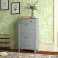 thumbnail image 2 of HOMCOM Narrow Shoe Cabinet w/ 2 Flip Drawers, Shoe Storage Cabinet, Grey, 2 of 10
