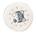 thumbnail image 3 of 18cm Household Table Insulating Pot Mat Round Plate Insulating Mat Heat Insulating Plate Mat Cream Colored Gray Cat, 3 of 5