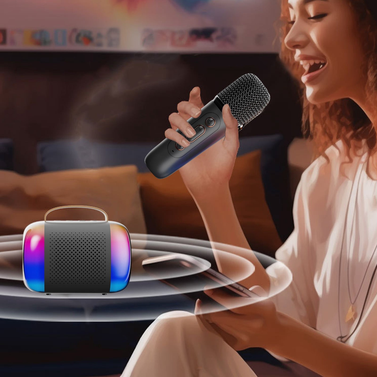 lulshou Speakers Bluetooth Wireless, Private Bluetooth Speaker Home Wireless Karaoke Speaker Microphone Children's Outdoor Singing Small Home KTV