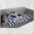 thumbnail image 6 of Starfish Soft Flannel Fleece Throw Blanket, Trip Around the World Nautical Emblem with Life Starfish Striped Design, Cozy Plush for Indoor and Outdoor Use, 60" x 80", Navy Blue White, by Ambesonne, 6 of 6