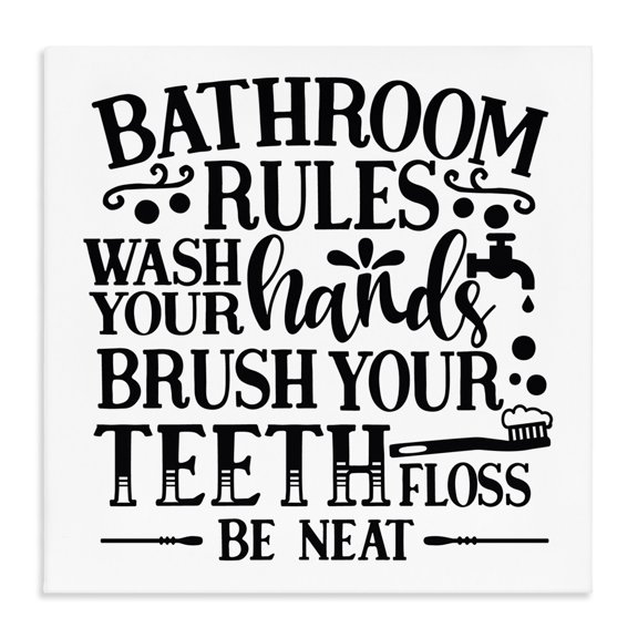 Stupell Industries Cottage Be Neat Bathroom Rules Canvas Art, 24 x 24, by LSR Design Studio