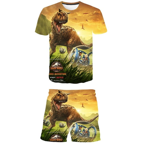 Moda niños niñas verano Jurassic World Dominion conjuntos de ropa niños camisetas pantalones cortos ropa trajes niños 1-14 Y Outfits13T Gao Jinjia LED