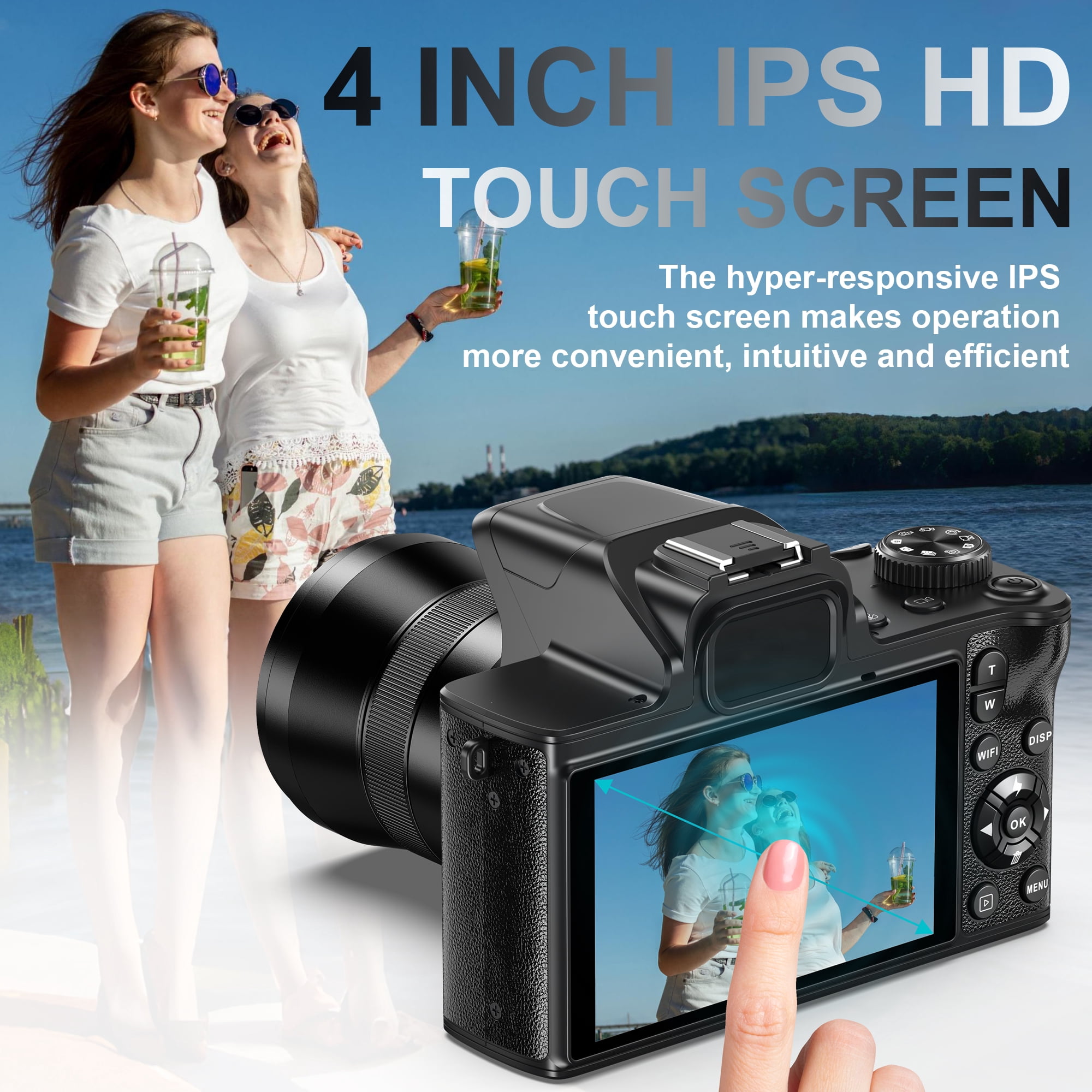 MARVUE Digital Camera with 5K UHD Video, 80MP, 18X Zoom, One-Touch Macro, 32GB SD Card