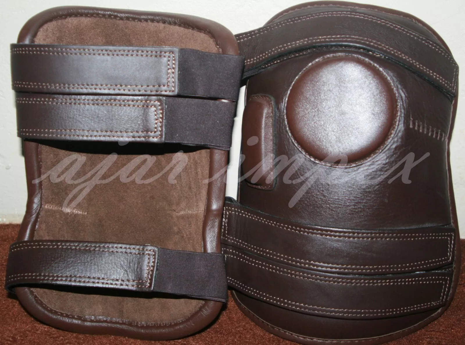 3 Strap Polo & Riding Knee Guards, Durable Leather with Padded Design for Comfort and Protection, Adjustable Fit for Riders