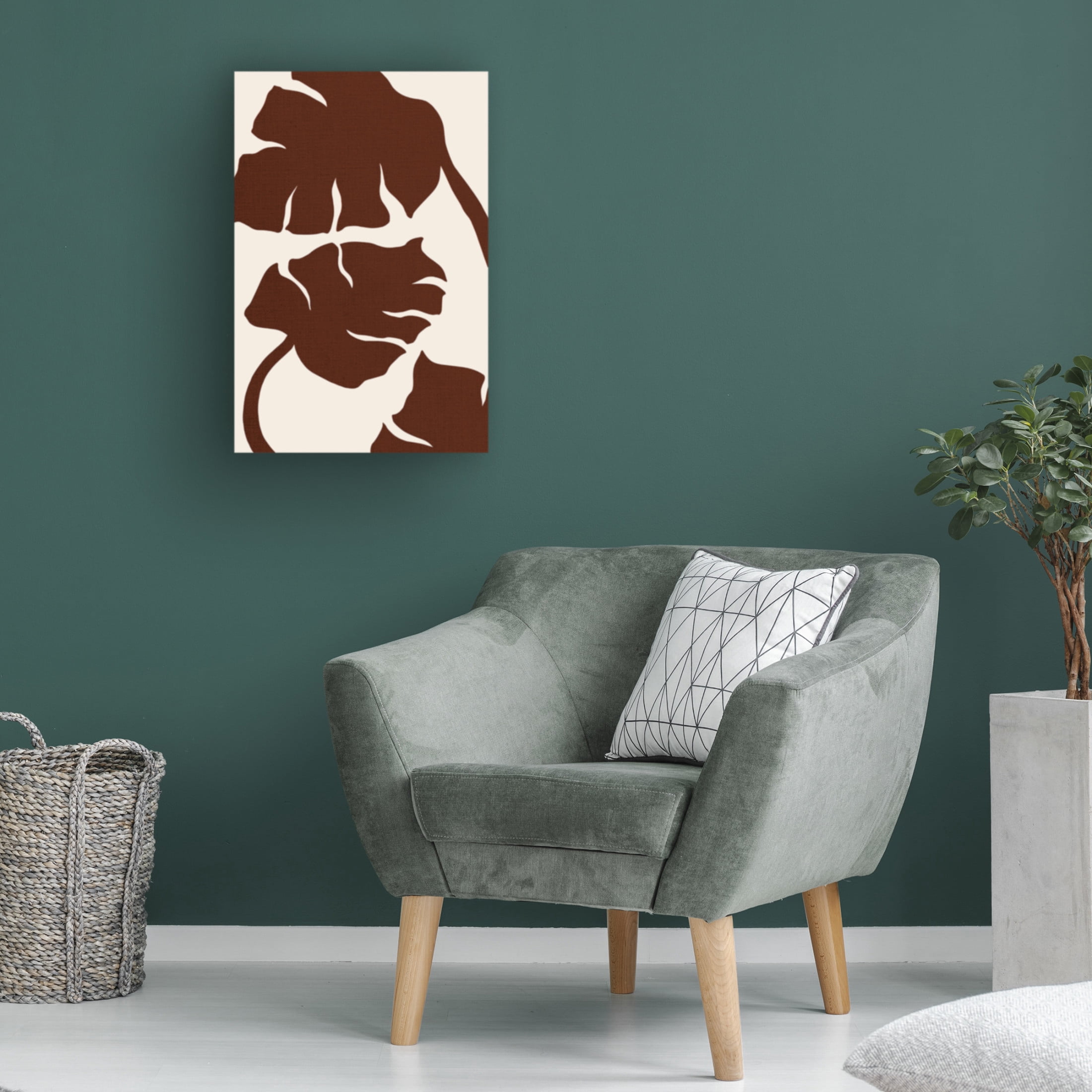 Canvas Wall Art - Pictufy Studio 'Monstera Canvas Brown' Wall Art for Living Room, Bedroom, or Office Décor by Trademark Fine Art - 30 x 47 Inches