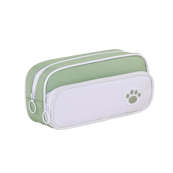 Hyknon Cute Pencil Case Large Capacity Double Zipper Pencil Pouch Organizer with Paw Patchwork Waterproof Stationery Storage Bag for College Office Classroom Supplies