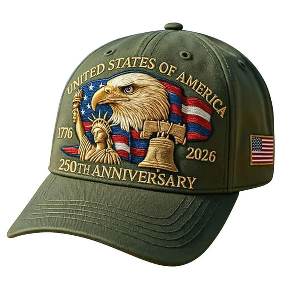Eagle & Liberty – United States 250th Anniversary Hat, Adjustable Anniversary Patriotic Baseball Cap Retro Casual Outdoor Cap(Green)