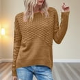thumbnail image 2 of Yangnuo Womens Casual Solid Color Comfy Cozy Sweaters for Fall Winter Women's Solid Color Long Sleeved Round Neck Knitted Acrylic Sweater Top, 2 of 5